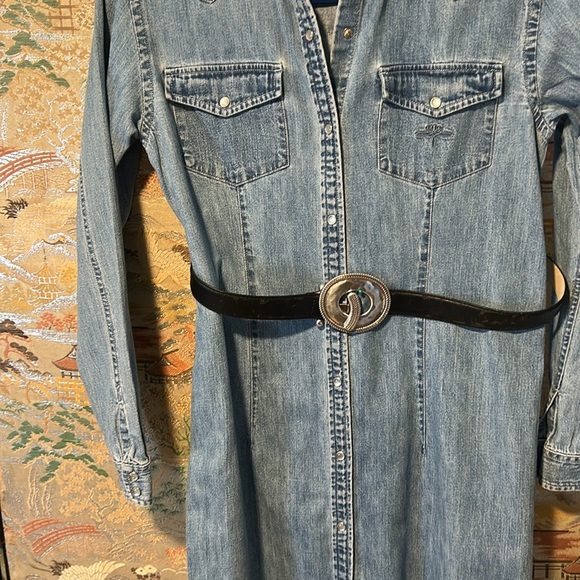 RALPH LAUREN BLUE DENIM SHIRT DRESS WESTERN FITTED LONG SLEEVE CLASSIC SZ PP - Picture 14 of 14